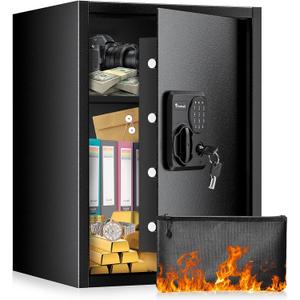 Bonsaii Large Safe Box with Fireproof Bag, 2.5 Cubic Feet for home security with Electronic Keypad and Removable Shelf, Document Safe for Home, Money, Cash, Jewelry, 15.7"W x 15"D x 21.7"H