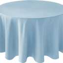 Biscaynebay Textured Fabric Round Tablecloths 90", Light Blue Water Resistant Washable Table Cloths Circle Folding Table Covers Linen for Dining, Kitchen, Wedding, Parties etc.