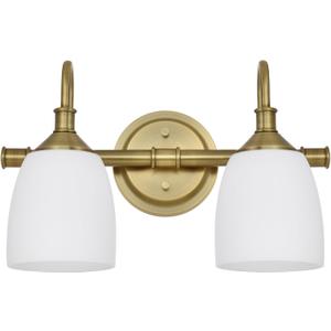 2-Light Champagne Bronze Bathroom Vanity Light Fixtures Over Mirror, Vintage Vanity Lights for Living Room, Milk White Glass Shades, Standard E26 Base