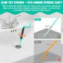 55inch Steel Core Drain Clog Remover Tool With Rotating Handle, Slim Snake Drain Hair Removal Tool For Narrow Pipes, Sinks, Showers, Toilets, Clears Hair, Blockages With Sink Drain Cleaner (5pcs)