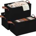 3 Pack (8Gallon x 3) Collapsible Fabric Laundry Basket - Foldable Clothes Hampers for Laundry Dorm Bedroom Closet - Pop Up Black Storage Bins/Baskets/Containers/Organizers (Black)