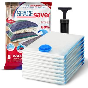 8 Pack Small Vacuum Storage Bags for Comforters, Blankets & Clothes  Vacuum Sealed Compression Bags with Hand Pump  Space Saver Storage Bags for Bedding, Moving, Travel & Organization