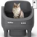 Self Cleaning Litter Box, Automatic Cat Litter Box-APP Control, Open-Design Electric Litter Box, Safety Anti-Pinch, Odor-Free Waste Disposal Includes Trash Bags, Suitable for Multiple Cats, Grey