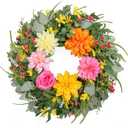 Spring Wreaths for Front Door 24 Inch, Artificial Summer Wreath with Dahlia and Peony for All Season Home Decor Easter Indoor Outdoor Wall Home Festival Celebrations