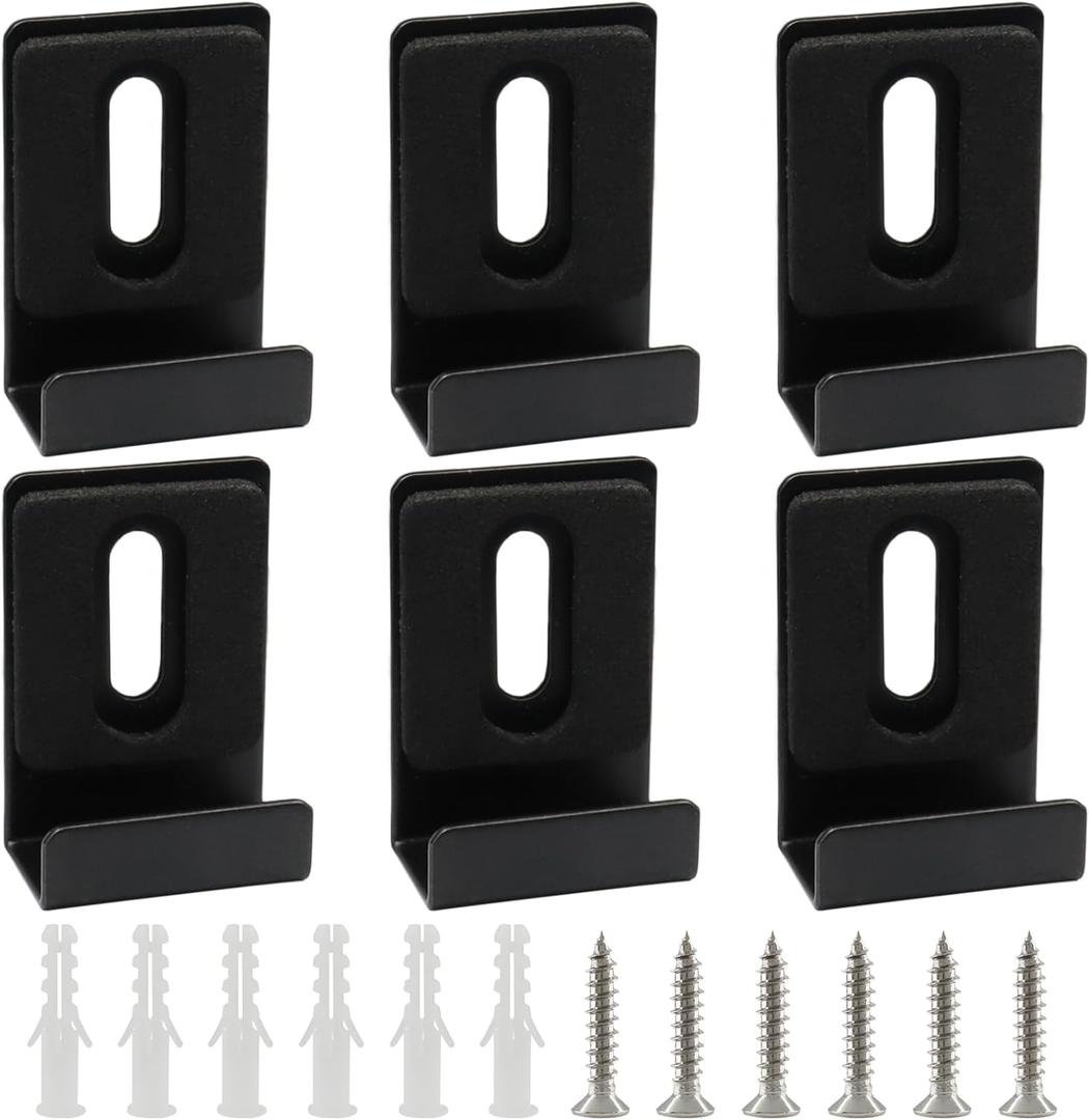 BokWin 6 Pack 1/2 Inch Metal Mirror Clips, Heavy Duty Black Mirror Hanger Clip with Screws for Wall Mounting, Frameless Mirror Installation, Billboard Displays and Tile Display Hardware Kits
