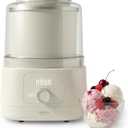 Martha Stewart Ice Cream Maker, 2 Quart Double-Insulated Freezer Bowl, Sorbet & Frozen Yogurt, Ready in 20 Minutes, Mix-Ins Chute, Easy to Clean, Linen Cream