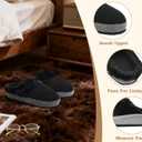 ONCAI Womam Slippers with Cushion Yoga Mat Faux Fur Lining Fuzzy Suede Warm Winter House Slippers Shoes Ladies Indoor and Outdoor Cozy Rubber Sole US Size 5-11 (Black)