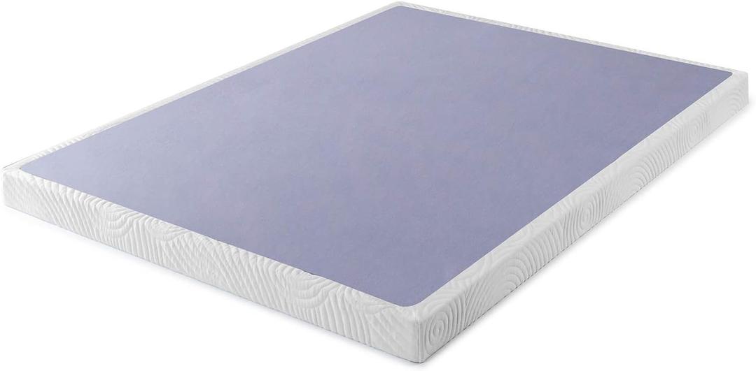 ZINUS Metal Box Spring with Wood Slats, 4 Inch Mattress Foundation, Sturdy Steel Structure, Easy Assembly, Queen (White)
