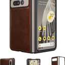 Foluu for Google Pixel Fold Case, Leather Case, PU Leather + Hard PC Shell Ultra Thin Slim Durable Protective Phone Case Cover for Google Pixel Fold 2023 (Brown)