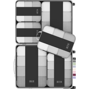 OlarHike 10 Set Compression Packing Cubes for Travel Essentials,Compressible Expandable Space Saver Bags for Organizing Clothes,Luggage Suitcase Garment Bags with Over 1000 pcs Mesh Holes(Black)