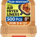 Air Fryer Liners Disposable 8" Square, 500 Pcs Unbleached Parchment Paper Liners for Airfryer Basket, Non-Stick & Leakproof Baking Paper for Oven & Pan