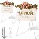 63" White Easel Stand for Wedding Sign Poster Display Easel Folding Art Easel for Floor Adjustable Metal Easel Instant Tripod Easel for Display Painting Wedding Shower Sign Easel, 1Pack
