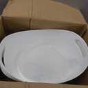 meekoo 6 Set Large Plastic Ice Buckets Bulk with Handle Scoop Tong,White 