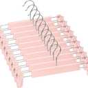 10 Pack Skirt Hangers, PantsHangers with Clips360 Swivel Hooks Space Saving Hangers for Pants, Skirts, Clothes, Jeans Pink