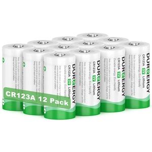 DURNERGY CR123A Lithium Batteries 12 Pack 3 Volt 10 Year Shelf Life High Power 123A Battery Compatible with CR17345, CR17335