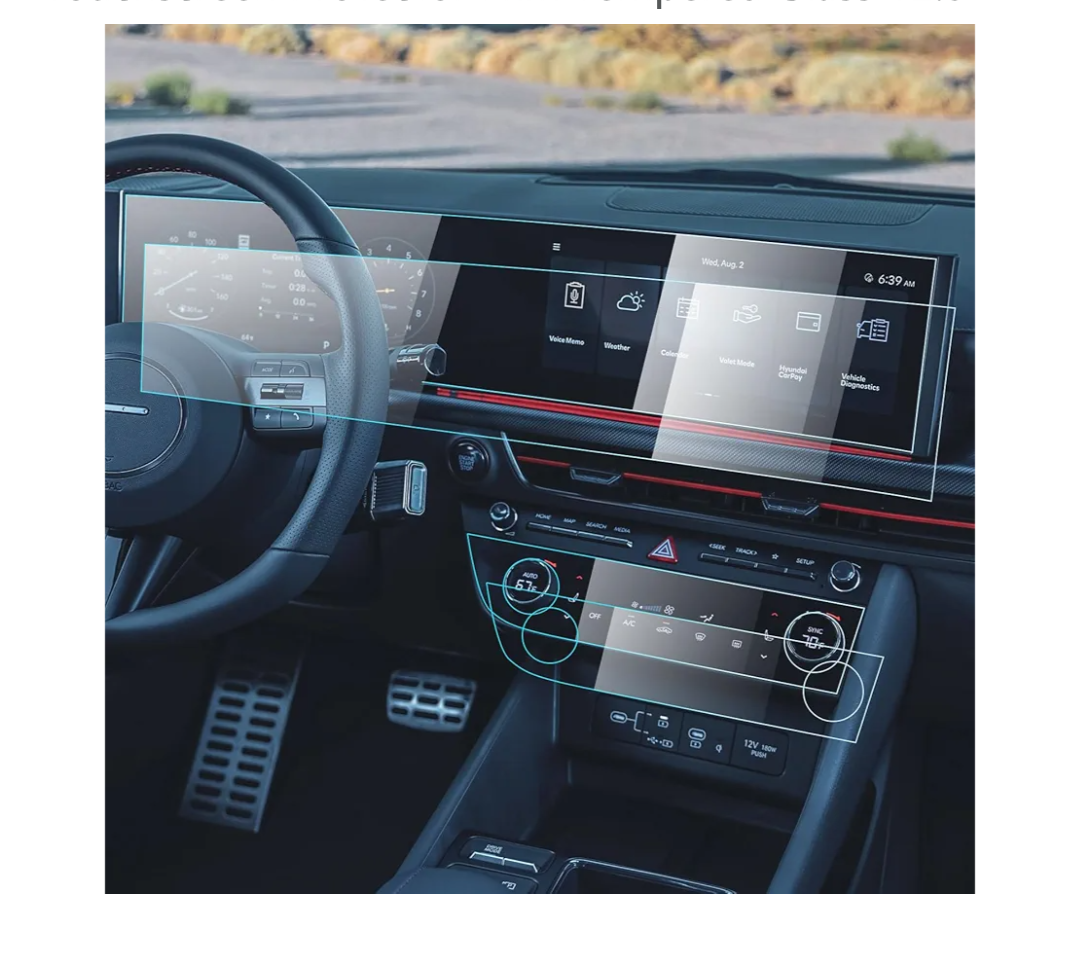 4PCS Car Screen Protector for 2025 Hyundai Sonata(SE/SEL/SEL Convenience/SEL Hybrid/N Line/Limited Hybrid) Navigation& Dashboard& AC Touchscreen Protector Film Tempered Glass 12.3''