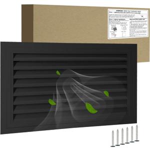 24"*16" Gable Vent,Aluminum Alloy Wall Vent Shed Vents,with Removable Strainer and 180 Degree Opening Angle.Ideal for Attic,Shed,Garage,Play House,Coop.[Inside Dimensions:22"w X 14"h]-Black 1 Pack