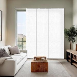 CHICOLOGY Panel Track Blinds for Sliding Glass Doors, 4 Panel Sliding Panels, Adjustable Track 46-86" W, Trimmable Height Up to 96" H, Light Filtering Privacy Room Divider, Chalk White