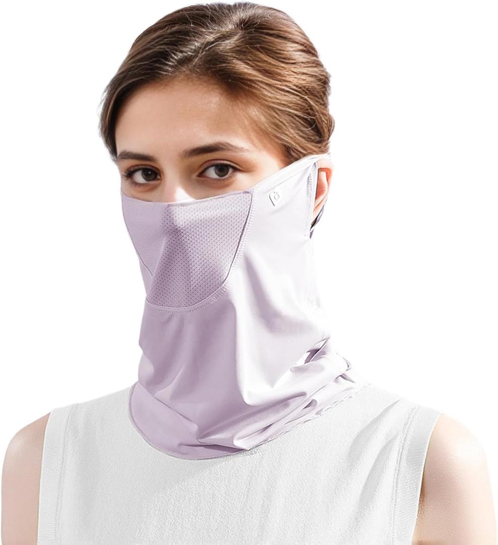 PROUDDEMON UPF 50+ Cooling Face Cover Neck Gaiter, Breathable Ice Silk Sun Mask with Ear Loops for Men Women