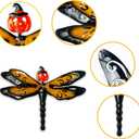 FUNWILDLIFE Metal Dragonfly Wall Decor - 2 Pack 13.7" Novel Design Pumpkin-headed Dragonfly Decor for Outdoor, 2 Layer Metal Hanging Decoration for Garden Yard Living Room Bedroom Patio Balcony