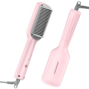 ABLEGRID Hair Straightener Brush,Straightening Comb for Women,Portable Hair Styling Wand with 5 Temps,Fast Heating,Anti Scald Support and Dual Voltage