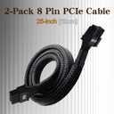 (2-Pack) 8 Pin PCIe Cable for Seasonic PSUs, PCIe 8 Pin Male to PCIe (6+2) Male Power Adapter Sleeved 25-inch (63cm)