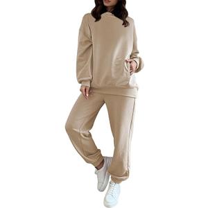 Women Hoodies Tracksuit Long Sleeve Sweatshirts Jogger Pant 2 Piece Outfits L