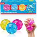 Power Your Fun Arggh Glitter Mini Stress Balls for Adults and Kids - 3pk Squishy Stress Ball Fidget Toys, Sensory Toys and Stress Relief Mini Squishy Toys Squeeze Ball Toy (Yellow, Pink, Blue)