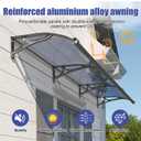Door Awning Window Canopy with Drainage, 48x80 Inch Solid Polycarbonate Awnings for Outside, Porch, Patio, Deck, Sun Shade UV,Rain,and Snow Protection, Aluminum Alloy Bracket