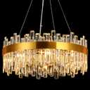 Weesalife 16 Light Gold Crystal Chandelier | Dia 24" Modern Round Crystal Chandeliers for Dining Room | Luxury Ceiling Light Fixture for Living Room | Bedroom | Entryway | Kitchen Island | Foyer