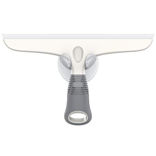 MR.SIGA Multi-Purpose Silicon Squeegee for Window, Glass, Shower Door, Car Windshield, Heavy Duty Window Scrubber, Includes Suction Hook, 10 inch, White & Gray, 1 Pack