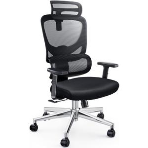 Marsail Ergonomic Office Chair Desk Chair,Gaming Chair with Height Adjustable Lumbar Support,Breathable Mesh Seat Adjustable Swivel Rolling Home Executive, Adjustable Armrest& 2D Headrest,Black