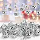 210 Pcs 1.2 Inch Mirror Disco Balls Ornament Mardi Gras Mini Small Disco Ball Hanging Decorations Reflective Ball for 70s Disco Themed Party Christmas Tree Birthday Wedding