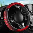 5D Honeycomb Black Red Car Steering Wheel Cover,14.5-15 Inch Universal Carbon Fibre Leather Covers Breathable Anti-Slip Odorless Steering Wheels Accessories for Men Women