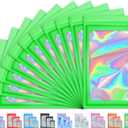 100 PCS Holographic Bags, Smell Proof Bag, Resealable Gift Bags, Clear Bags for Food Storage, Party Favor Bag, Mylar Sample Bag for Jewelry, Lipgloss, Eyelash | Green, 4x6 Inch