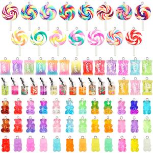 ZOCONE Colorful Candy Pendant Charm, Cute Resin Charms for Jewelry Making Keychains Necklace Bracelet Earrings, Resin Supplies for DIY Crafts Decoration (Mixed 79Pcs)