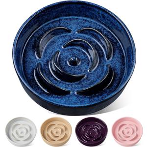 vancasso Slow Feeder Dog Bowl, 3 Cups Ceramic Slow Feeder for Large Breed, Puzzle Maze Dog Food Bowl for Fast Eater, Blue
