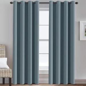 H.VERSAILTEX Blackout Curtains for Bedroom 84 Inches Thermal Insulated Room Darkening Curtains for Living Room, Energy Saving Curtains for Patio Door - Grommet Top (Stone Blue, 1 Panel), 52'W x 84'L