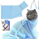 Cat Bathing Bag Set, Adjustable Multifunctional Cat Bath Bag, Soft Adjustable Cat Harness, Pet Nail Clippers and Files for Cats Dogs, Cat Shower Bag Suitable for Cat Bath, Cat Grooming