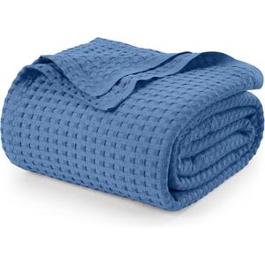 Utopia Bedding Wedgewood 100% Cotton Waffle Blanket 300 GSM [Twin - 90x72 Inch] Soft Lightweight Breathable Bed Blanket for All Season