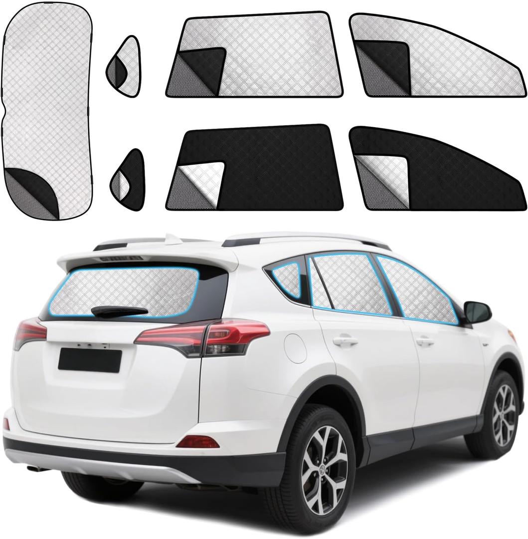ZATOTOO Car Window Shade for Toyota RAV4 2019-2024, Privacy & UV Protection | Heat Insulation, 7 Packs for Full Privacy Protection, 2-in-1 Dual-Layer System, Breathable Mesh, Baby Naps,Camping & Car Rest