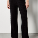 Women's Knit Wide Leg Pants, Cable Pattern, Elastic Waist, Avalible in 4, Black. Free Size. One Size