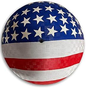 8.5 Inch Playground Balls Red, Blue, Green, Yellow and Rainbow! (1 Ball, USA Flag)