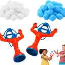 Soulchen Christmas Snowball Fight Set, 50 Fake Snowballs with 2 Pcs 10.3 x 6.7 Inch Slingshots Indoor Snow Ball Fight Toys for Winter Holiday Outdoor Christmas Party Games Toss Throwing Game