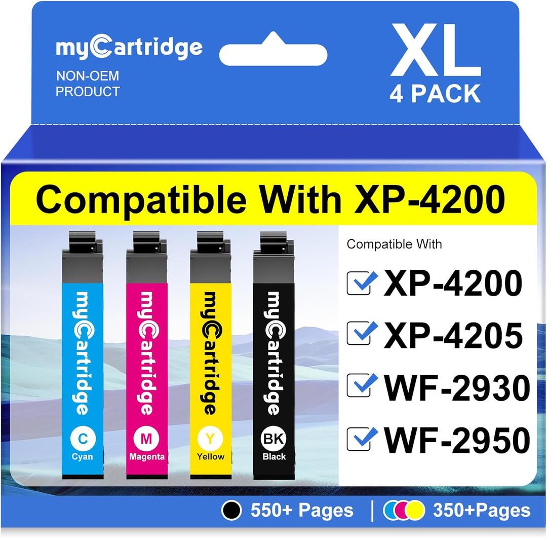 myCartridge Remanufactured Ink Cartridges Replacement for 232XL Ink Cartridges Combo Pack 232 XL Compatible with XP-4200 XP-4205 WF-2930 WF 2950 Printer,4 Pack (BK/C/M/Y)