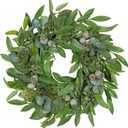 Briful 24" Artificial Greenery Wreath for Front Door, Fake Magnolia Leaf Silk Wreath with Berries, Outdoor Faux Eucalyptus Wreaths for Spring & Summer Home Room Window Patio Farmhouse Décor