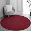FlyDOIT Round Area Rugs for Bedroom Living Room, 5x5 Rose Red Super Soft Comfy Thickened Memory-Foam Indoor Circle Carpets, Modern Aesthetic Minimalist Carpet for Boys Girls Adults Nursery Home Dcor