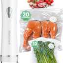 Compact Vacuum Sealer for Food (Vacuum Sealer Machine + 30 Reusable Vacuum Bags), Powerful Handheld Vacuum Sealer Machine, Seal Food 6X Fresh Longer, Portable & Wireless, Easy-Clean