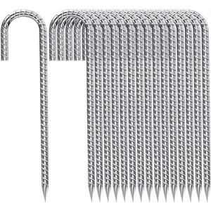 J-Hook-Rebar-Stakes-12-Inch-16-Pack, Ground Stakes Heavy Duty for High Winds Galvanized Anti-Rust Metal Stakes for Ground Heavy Duty Ground Anchors for Garden Dog Fence Chicken Coop Water Pipe