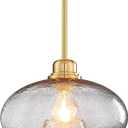 11" Large Pendant Lights Kitchen Island, Modern Gold Hanging Light with Grey Seed Glass Shade,Small Chandelier Lighting for Dining Room,Entryway DD029-1-H (Gray)